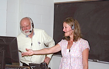 Laurie and Dr. Schultz at Webcast