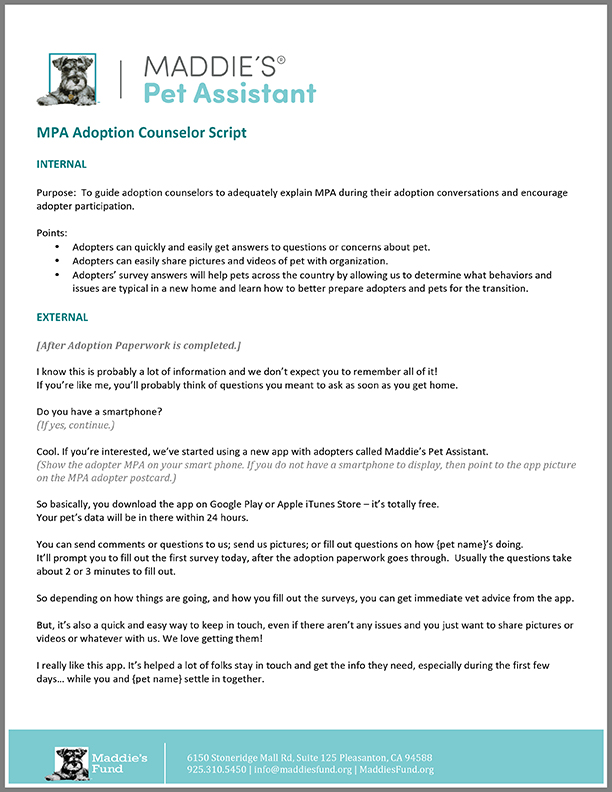 Pet Assistant Adoption Cheat Sheet